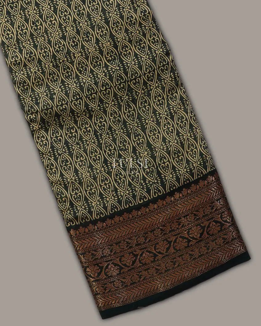 Green Chanderi Cotton Saree T704078-image