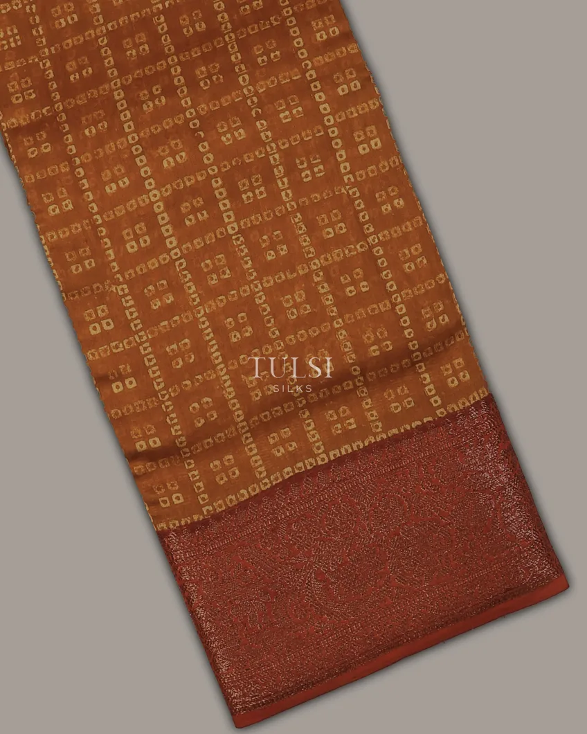 Rust Chanderi Cotton Saree T704731-image