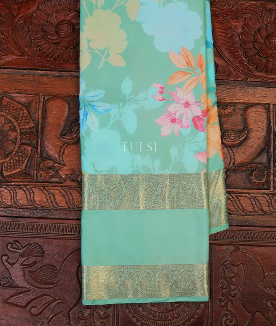 Blue Printed Kanjivaram Silk Saree T713020-image