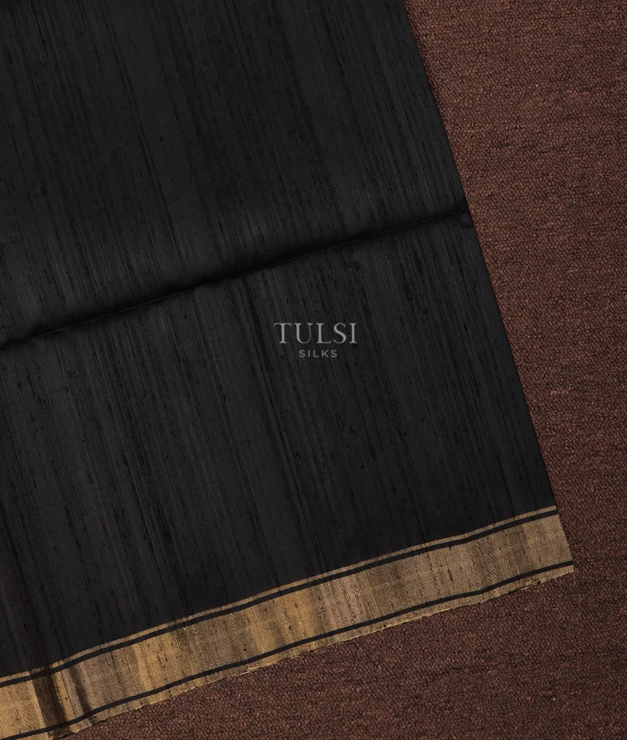 Black Woven Raw Silk Saree T716585-image