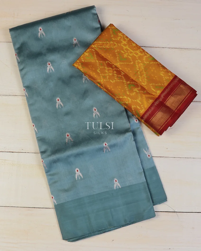 Greyish Blue Chanderi Silk Saree T685590-image