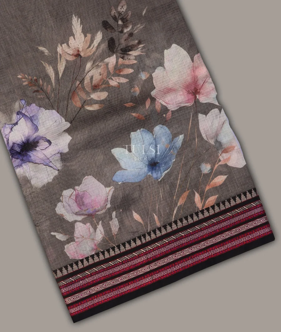 Grey Chanderi Cotton Saree T703837-image