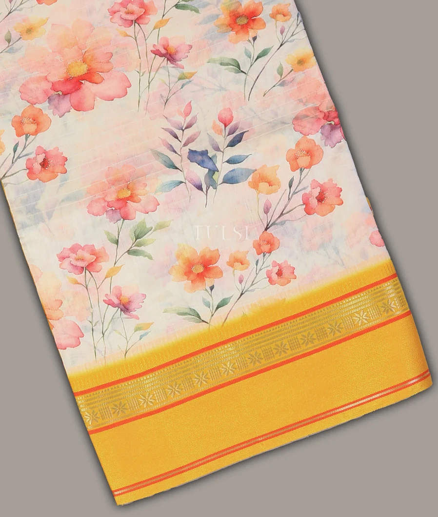 Off-White Chanderi Cotton Saree T703795-image