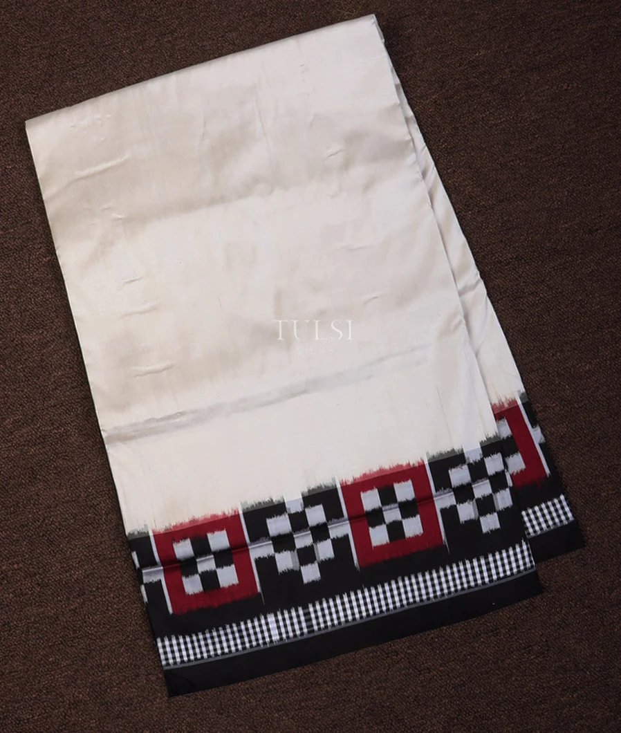 Off-White Ikat Silk Saree T716016-image