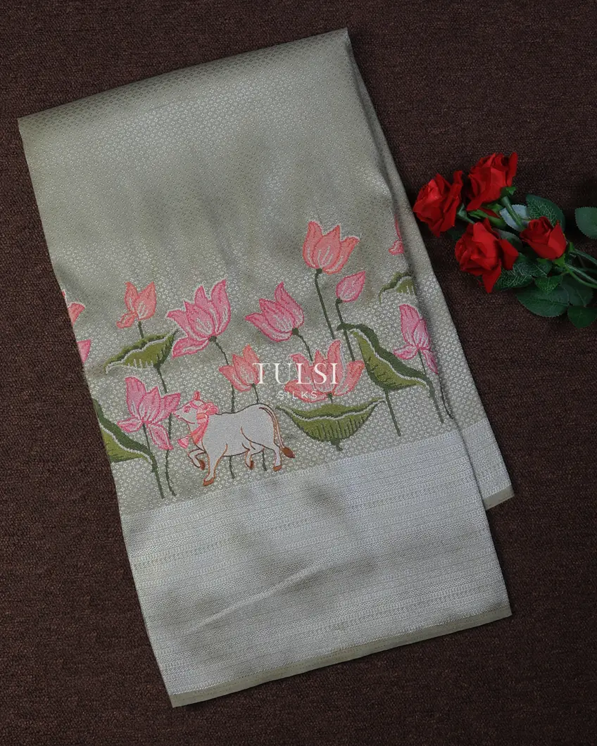 Grey Art Silk Embroidery Saree T708768-image