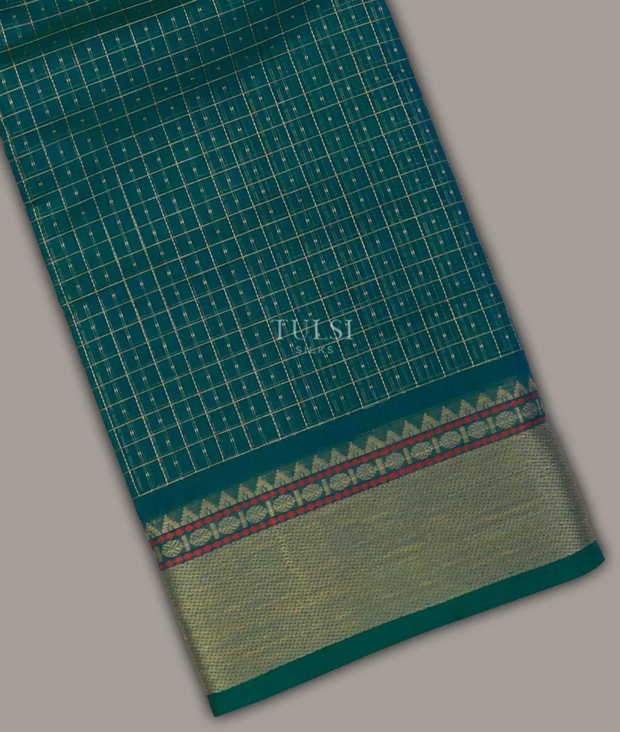 Greenish Blue Kanchi Handwoven Cotton Saree T717042-image