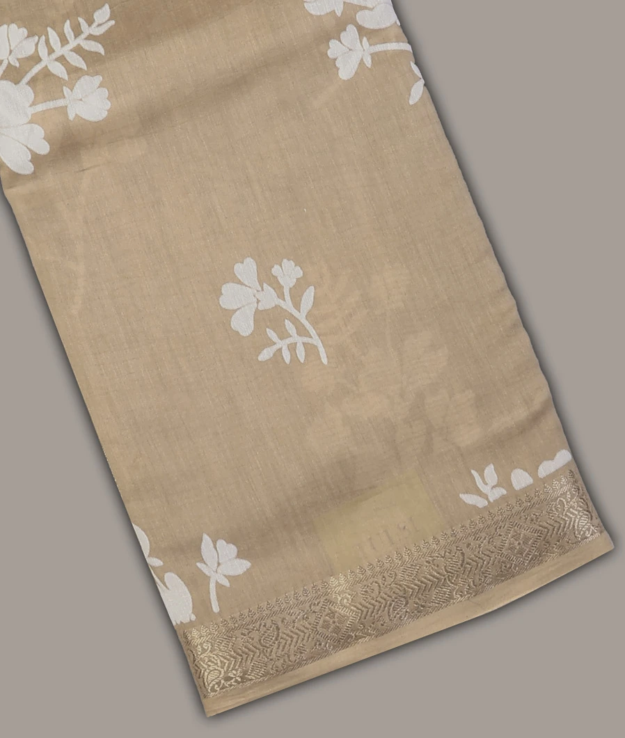 Beige Soft Printed Cotton Saree T704692-image