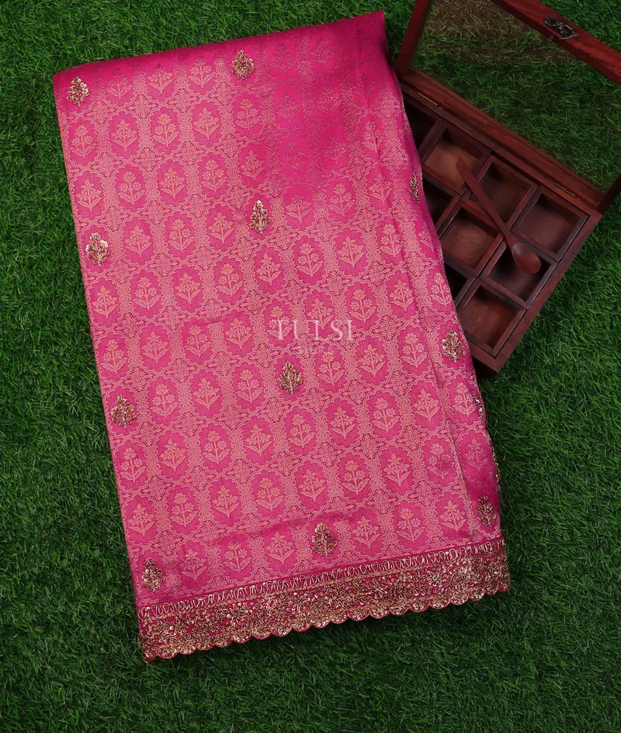 Pink Crepe Silk Embroidery Saree  T719936-image