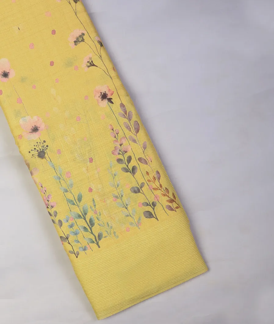 Yellow Tussar Printed Saree T703271-1-image