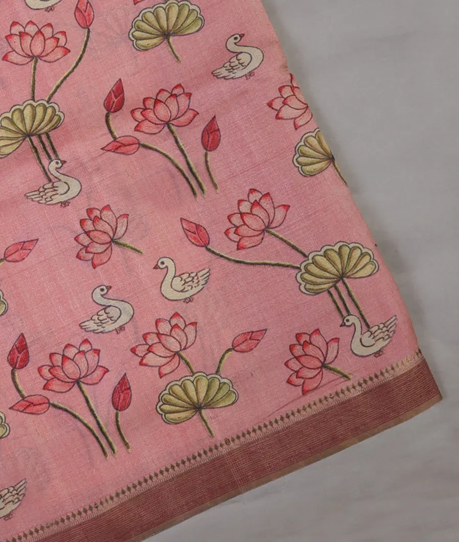 Pink Tussar Printed Saree T690113-1-image