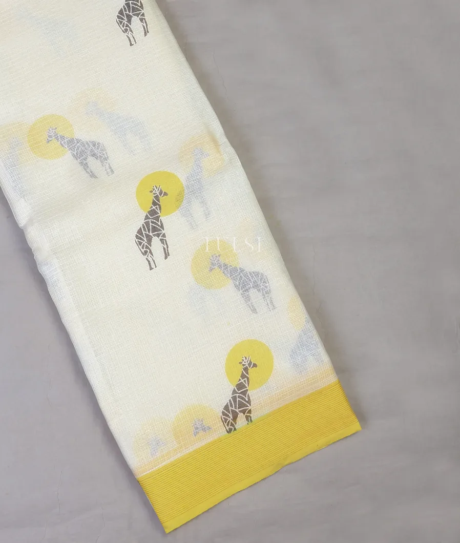 Off-White Kota Cotton Saree T707533-image