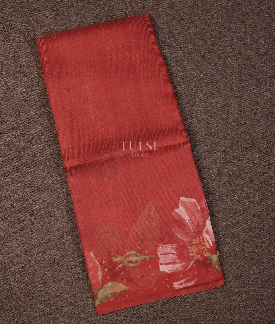 Red Organza Printed Saree T719034-image