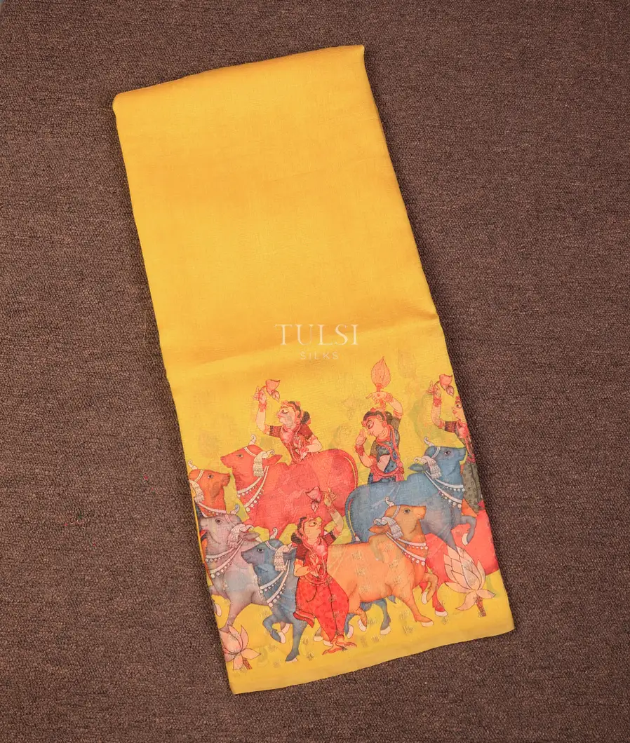 Yellow Organza Printed Saree T719052-image