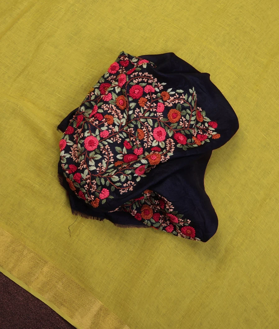 greenish-yellow-handwoven-linen-saree-t707649-t707649-f