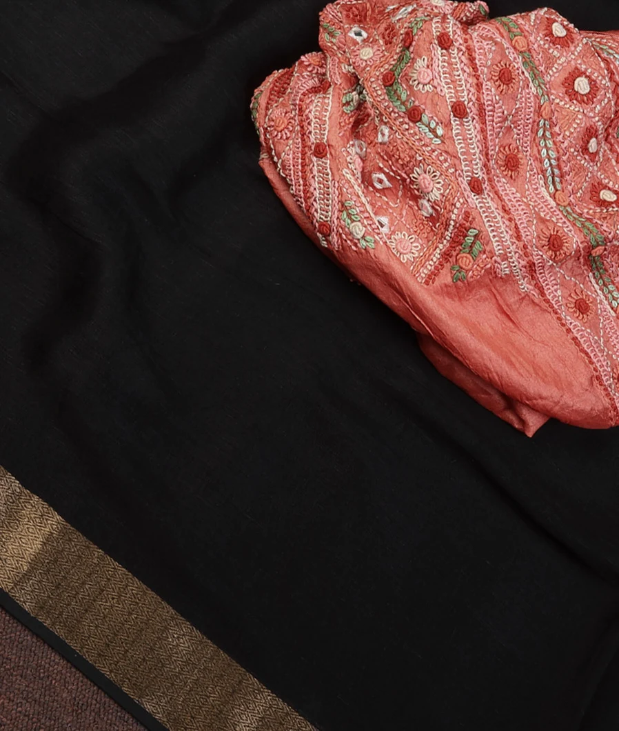 black-handwoven-linen-saree-t707647-t707647-f