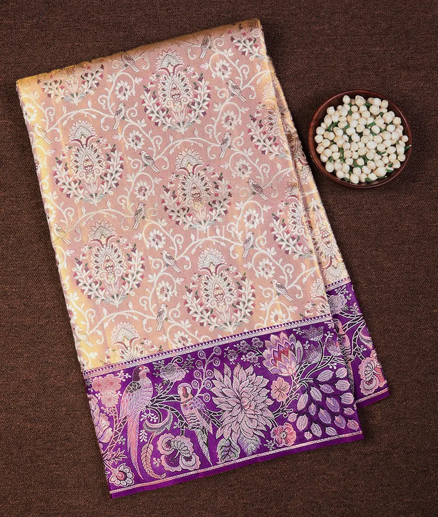 Light Pink Handwoven Kanjivaram Tissue Silk Saree T715994-image