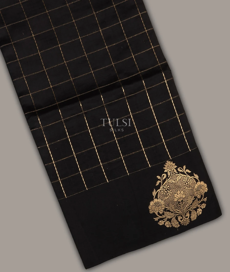 Black Banaras Silk Saree T711554-image