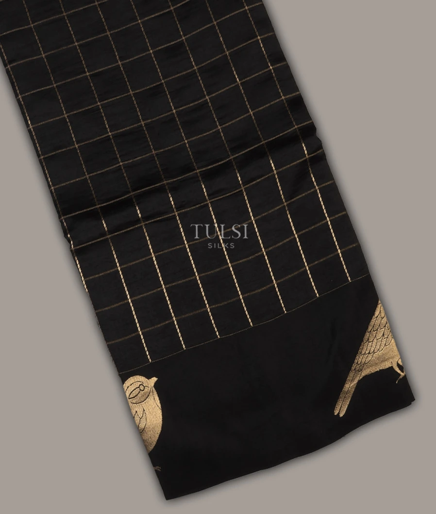 Black Banaras Silk Saree T711548-image