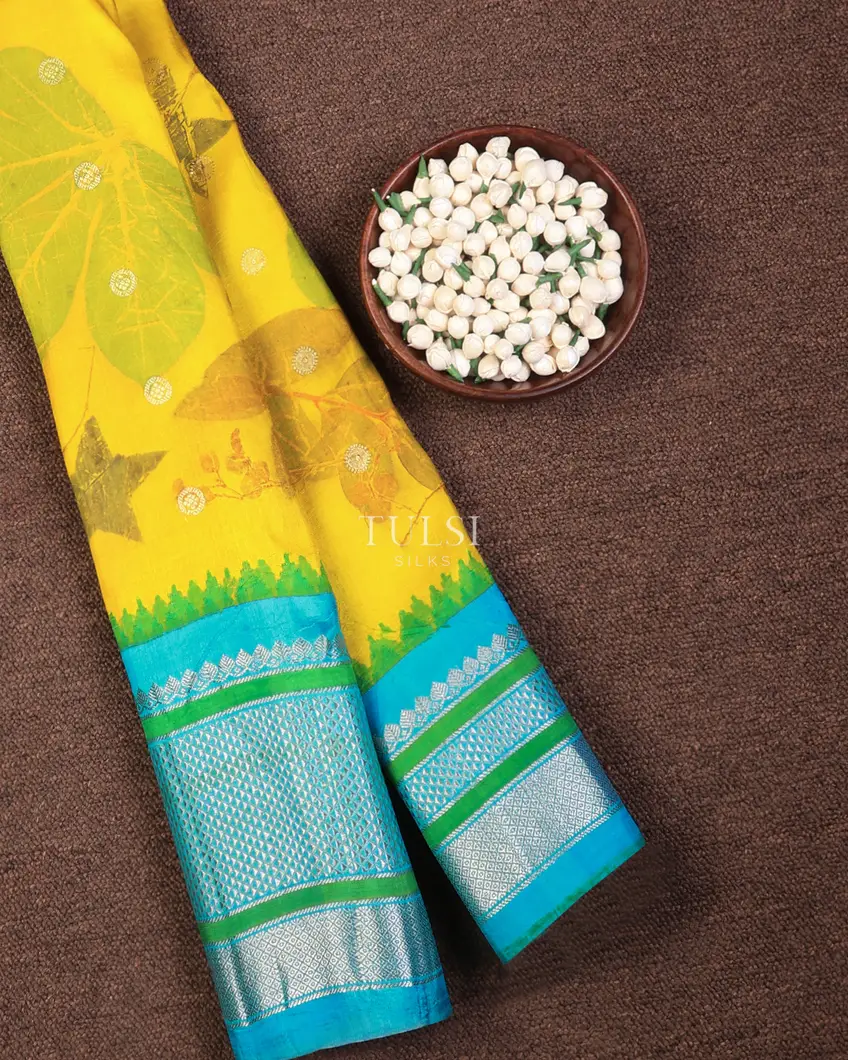 Yellow Gadwal Silk Saree T720442-image