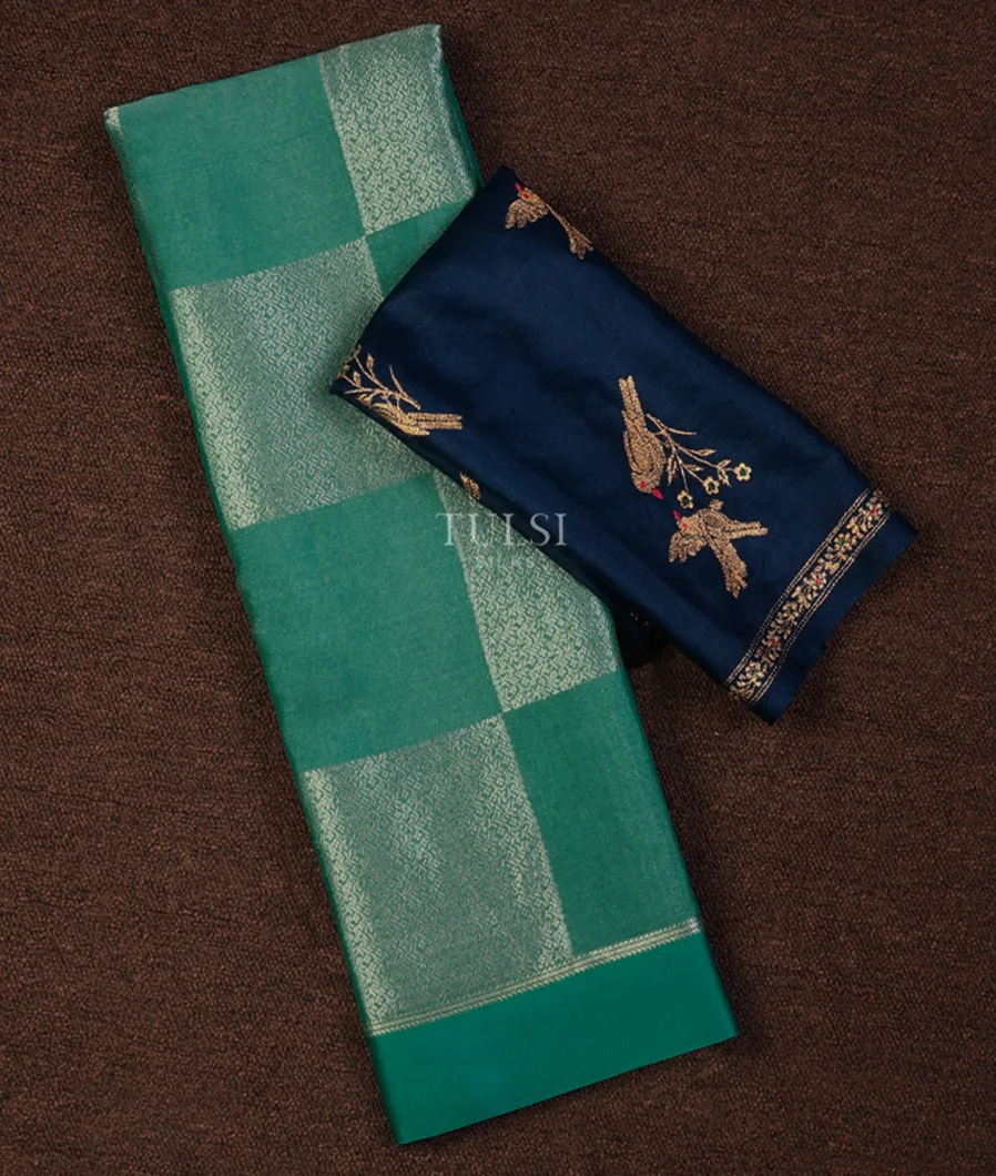 Greenish Blue Tissue Georgette Silk Saree T715778-image