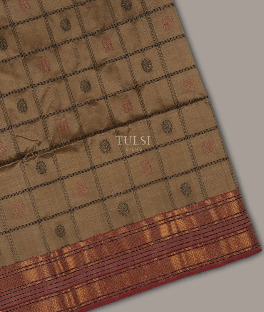 dark Beige Silk Cotton Saree T719318-image