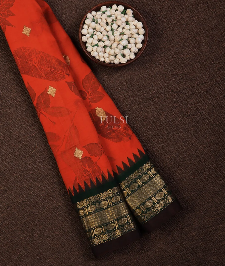 Orange Gadwal Silk Saree T720437-image