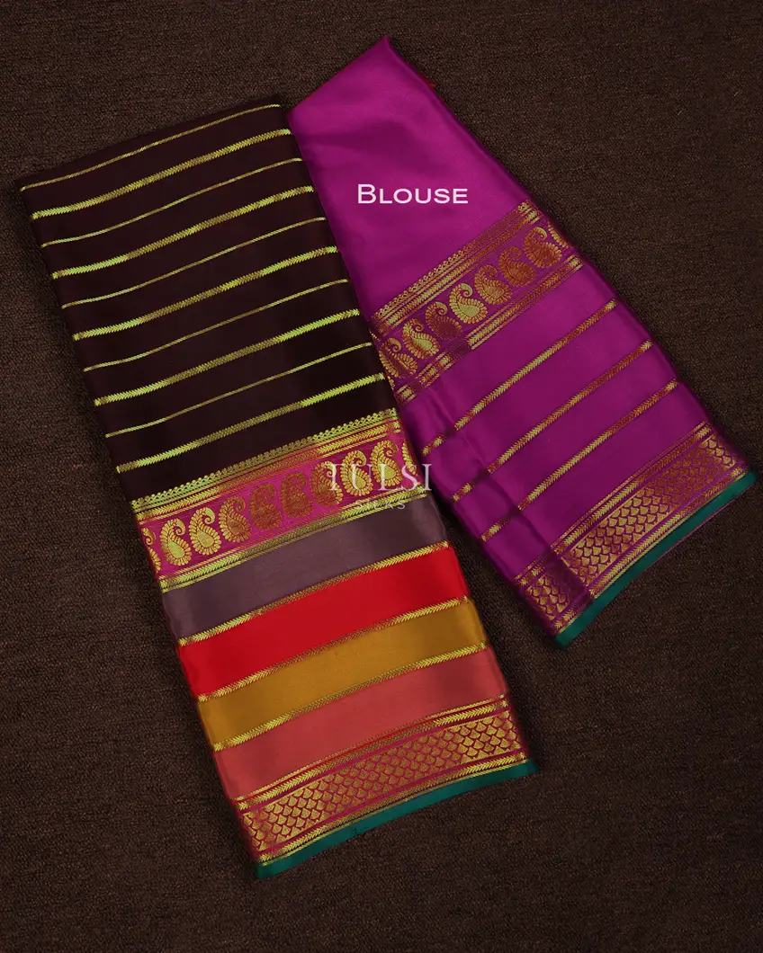 Dark Brown Mysore Silk Sare T721197-image