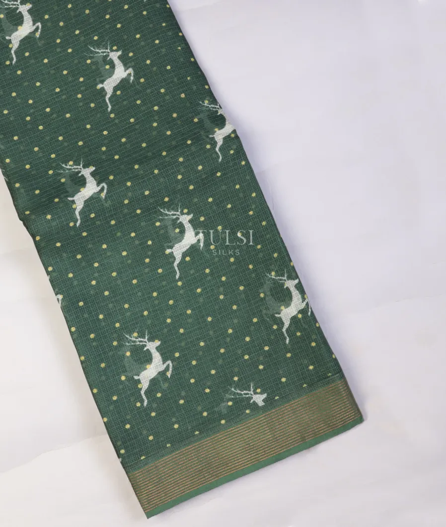 Dark Green Kota Cotton Saree T707549-image