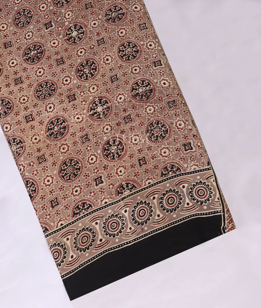 Multicolour Ajrakh Printed Modal Silk Saree T691735-1-image