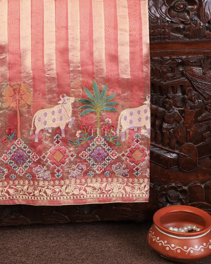 Pink Kora Organza Embroidery Saree T721443-image