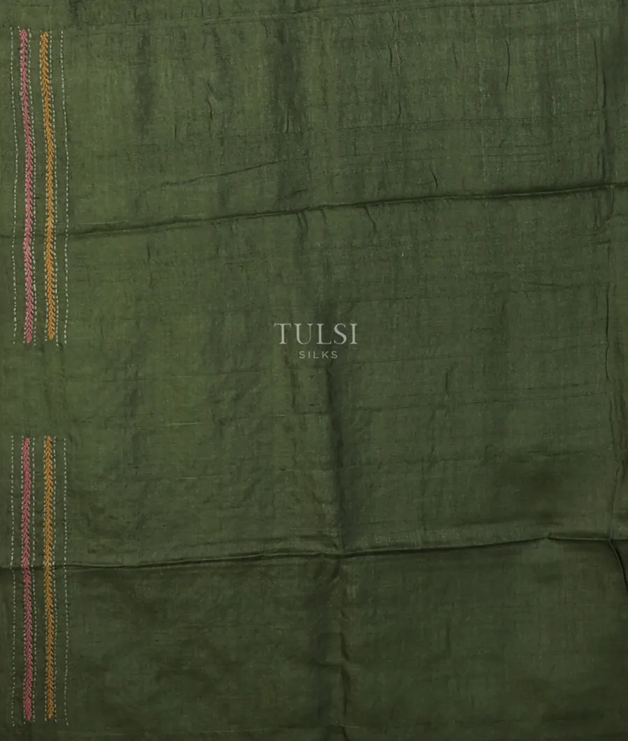 dark-green-tussar-embroidery-saree-t697896-t697896-c