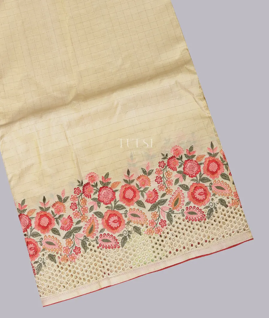 Beige Tussar Cutwork Saree T710853-image