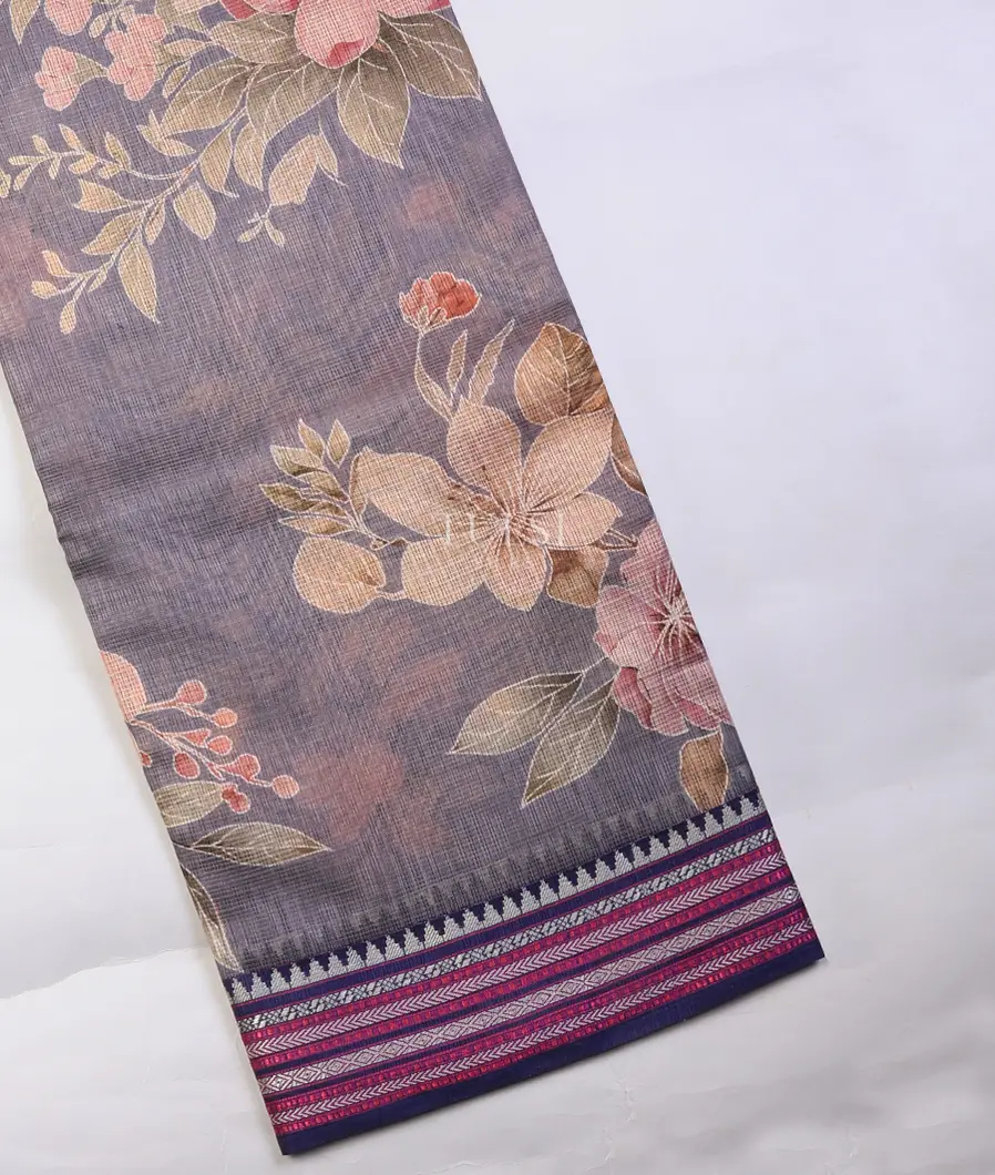 Light Lavender Mercerised Cotton Saree T706582-image