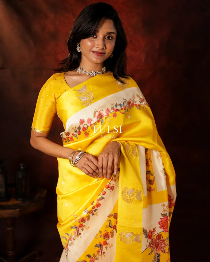 Yellow Banaras Silk Saree T709044-image