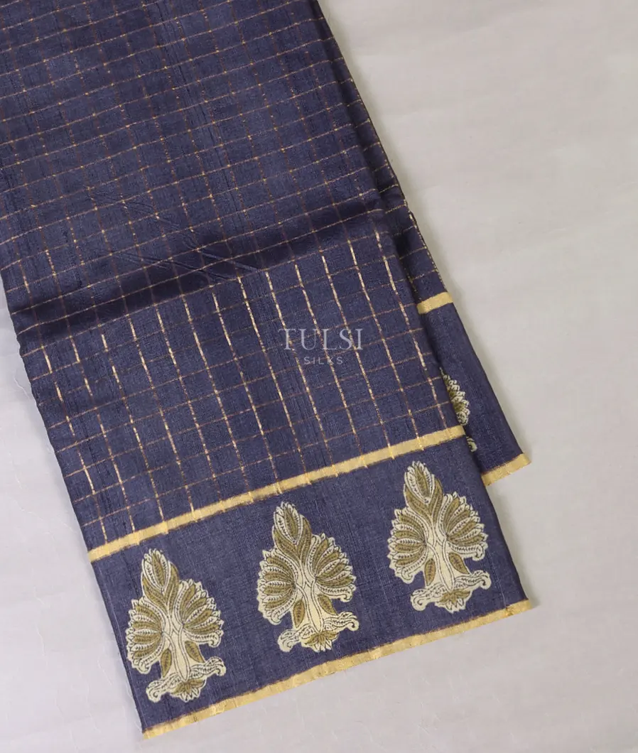 Blue Tussar Printed Saree T694847-image