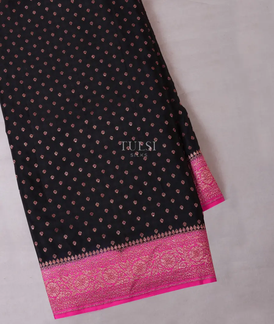 Black Banaras Crepe Silk Saree T629667-1-image