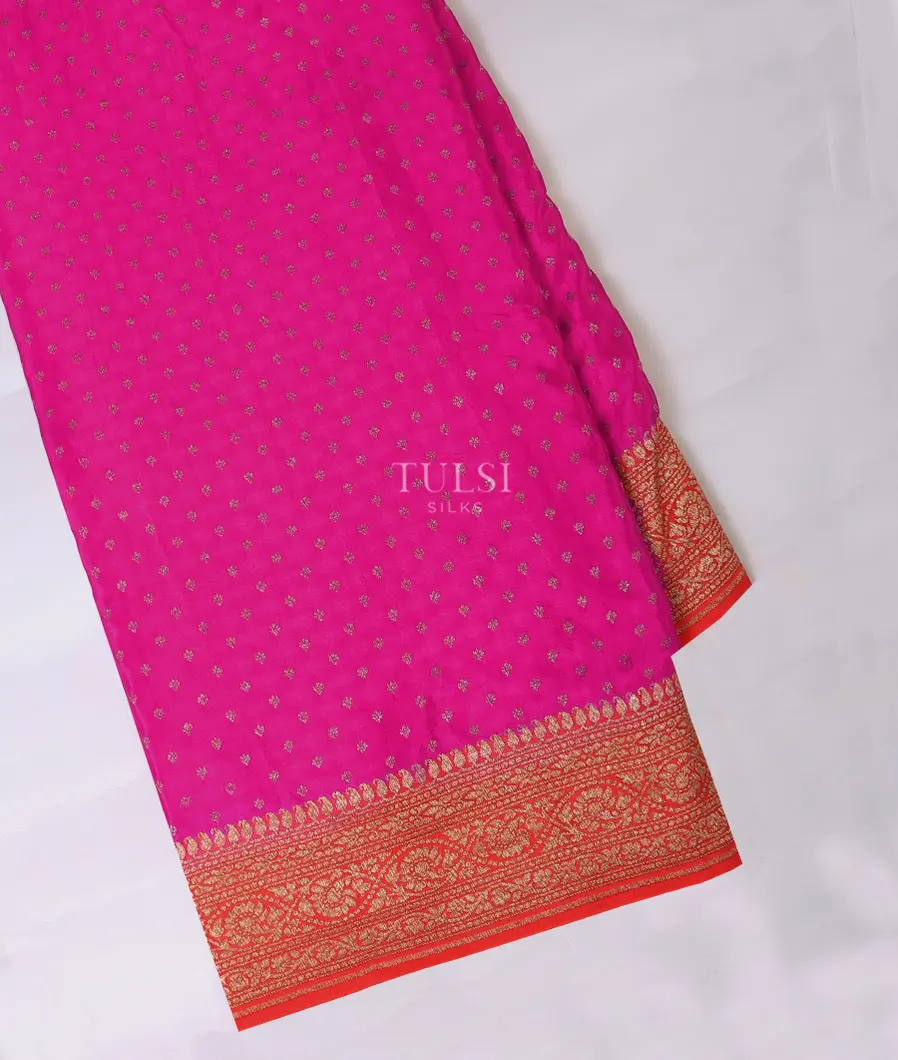 Purple Pink Banaras Crepe Silk Saree T705669-image