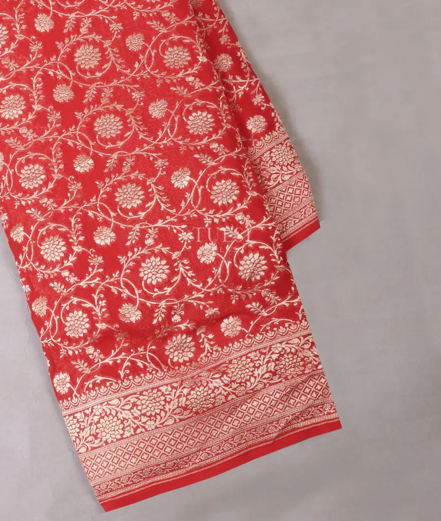Red Banaras Georgette Silk Saree T654539-image