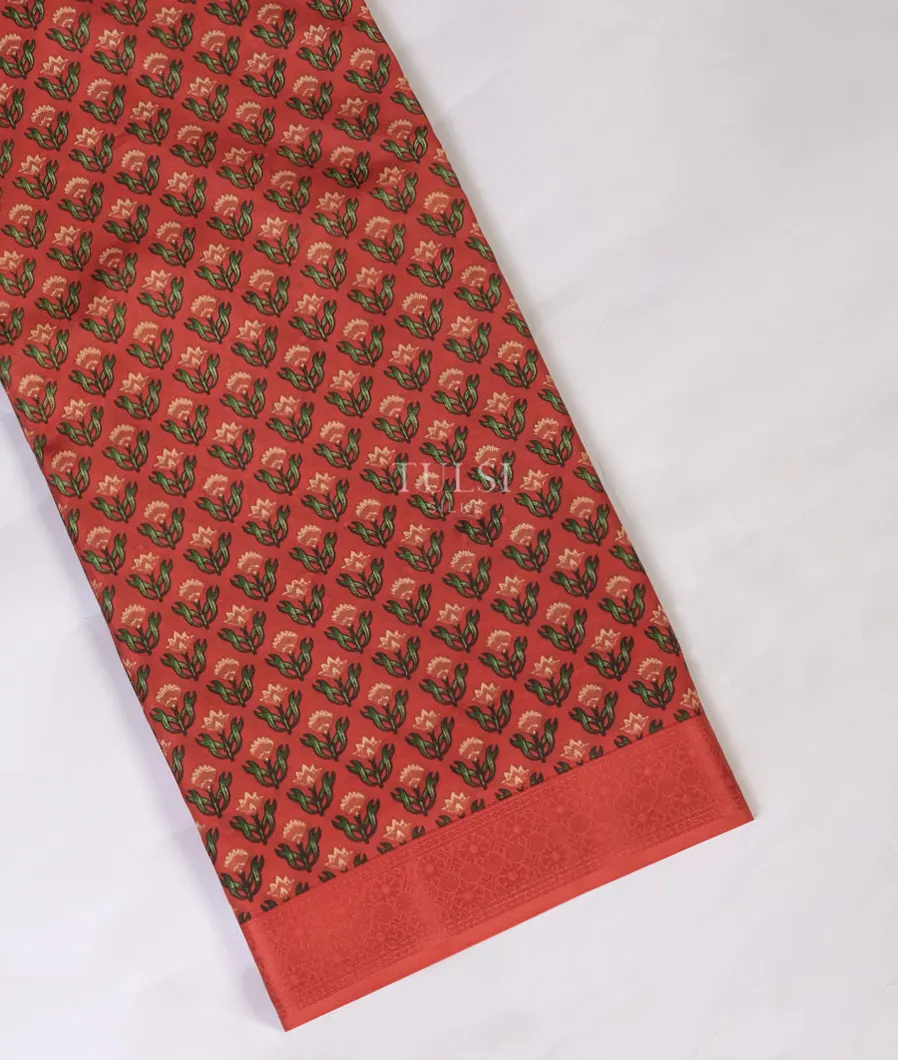 Red Printed Silk Saree T628809-1-image