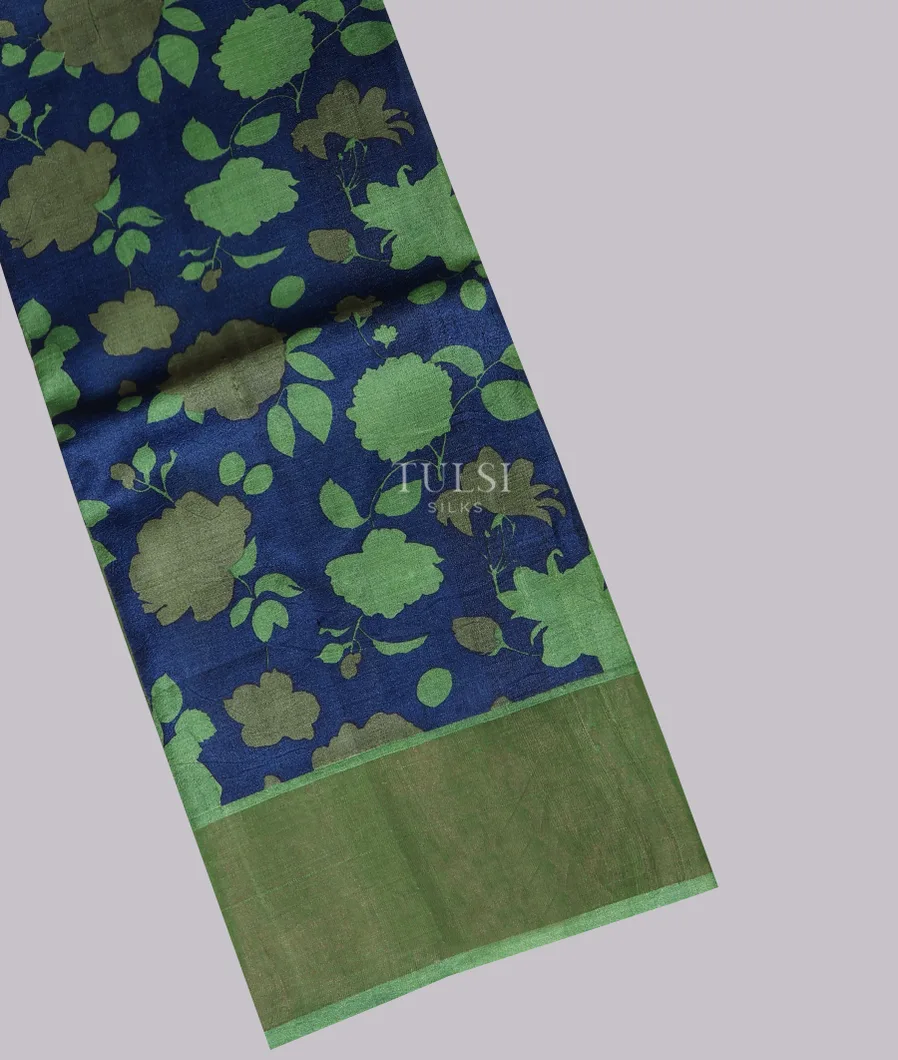 Blue Tussar Printed Saree T721517-image
