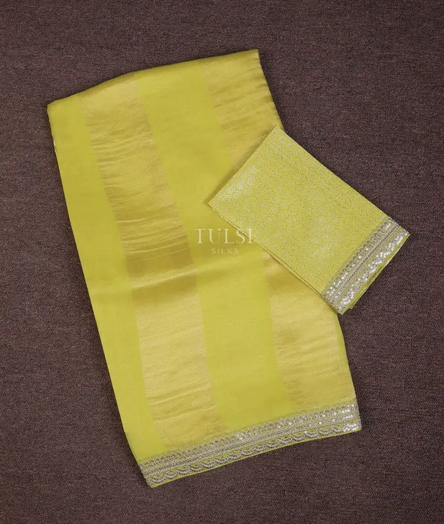 Yellow Kora Organza Embroidery Saree T691265-image