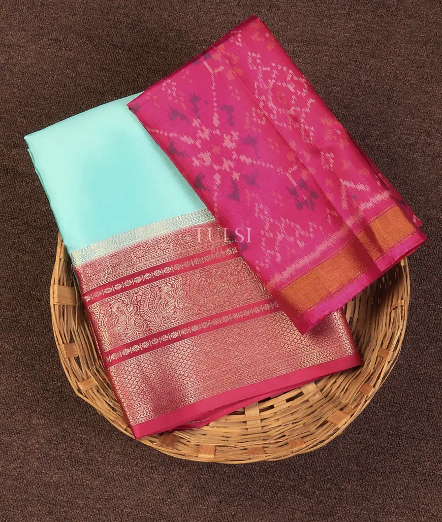 Light Blue Mysore Crepe Silk Saree T723460-image