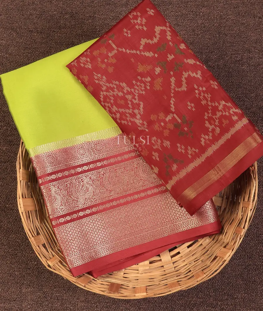 Parrot Green Mysore Crepe Silk Saree T723459-image