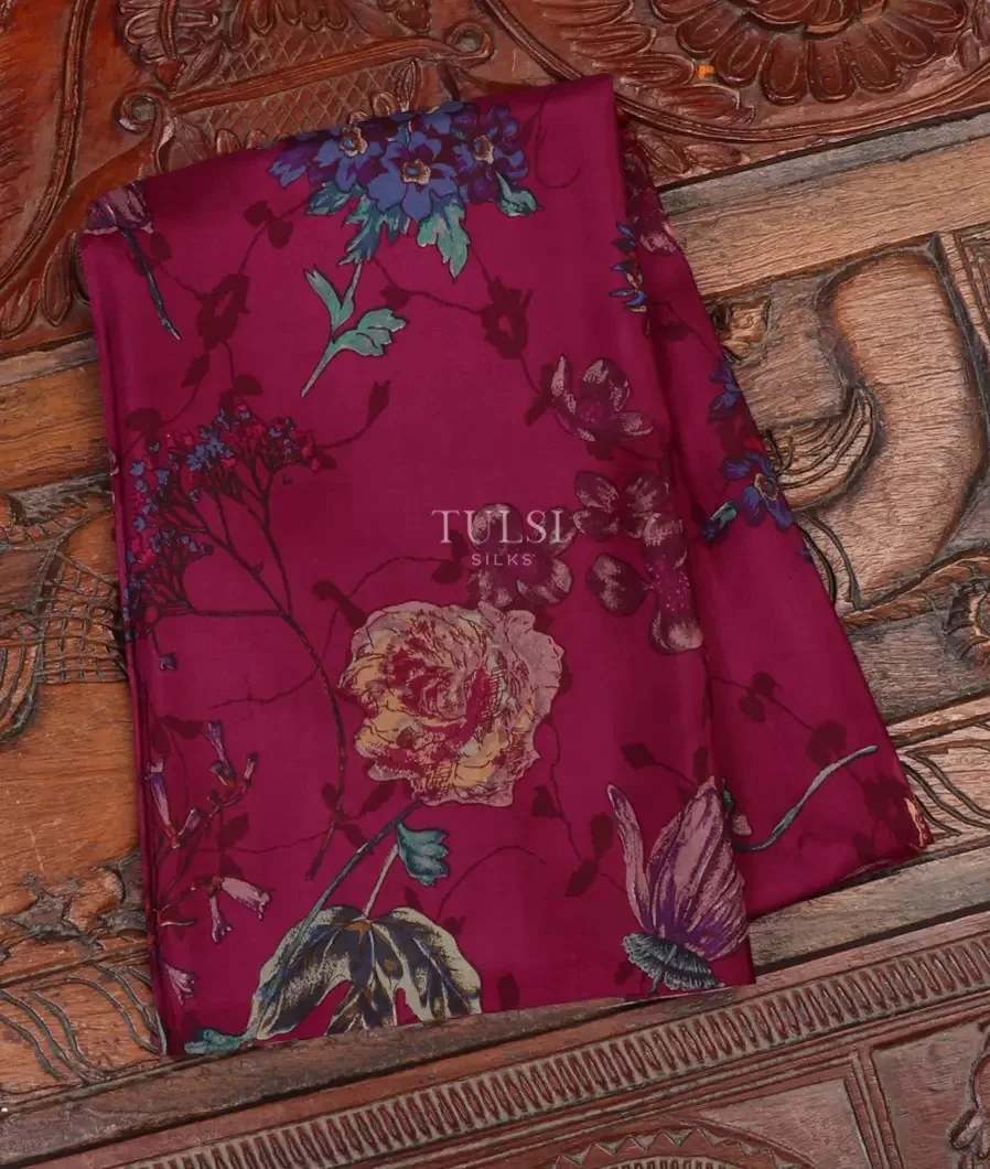 Purple Hand Printed Kanjivaram Silk Blouse T669861-image