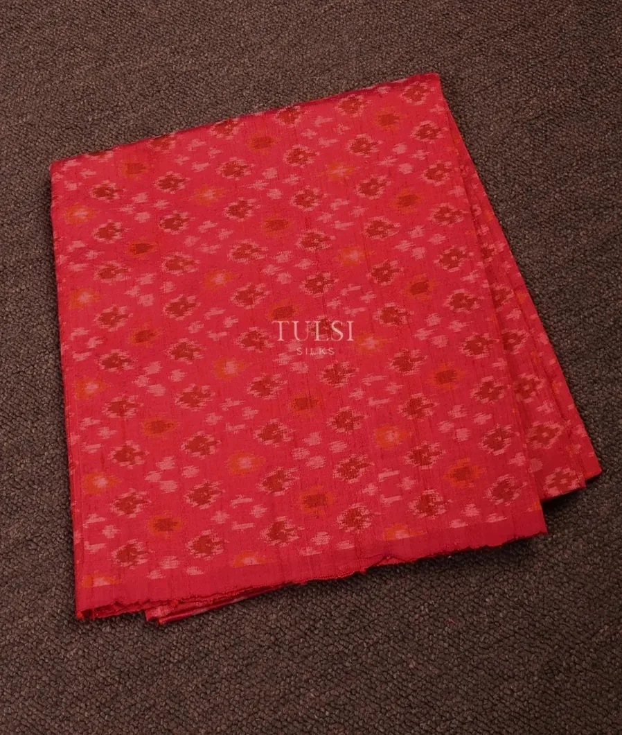 Red Ikat Blouse with Raw Silk finish T716776-image