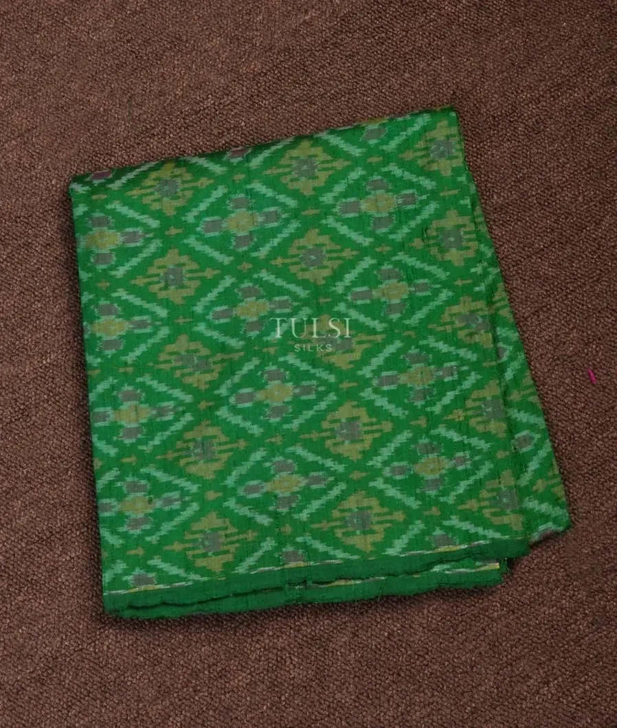 Green Ikat Blouse with Raw Silk finish T716764-image
