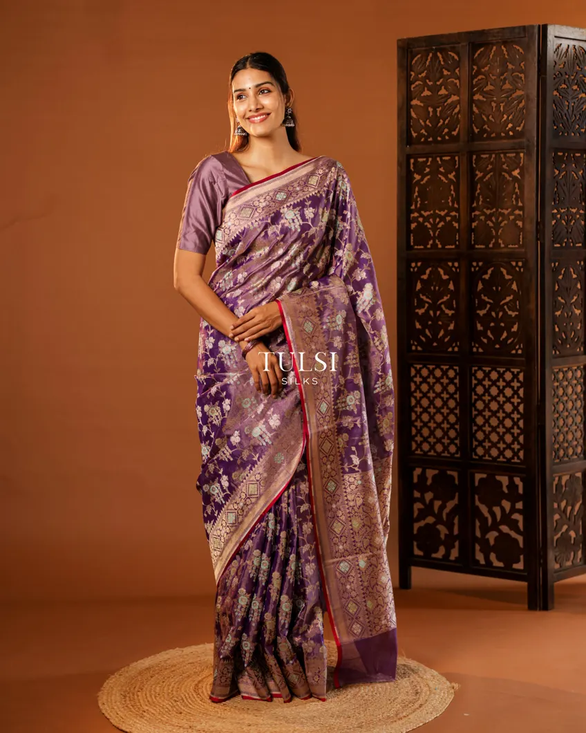 Purple Banaras Tissue Silk Saree T706311-image