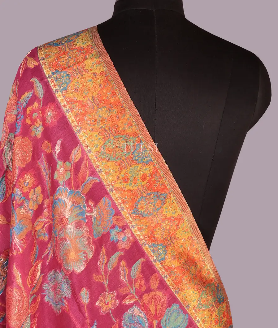 Pink Kashmir Kani Silk Dupatta T721881-image