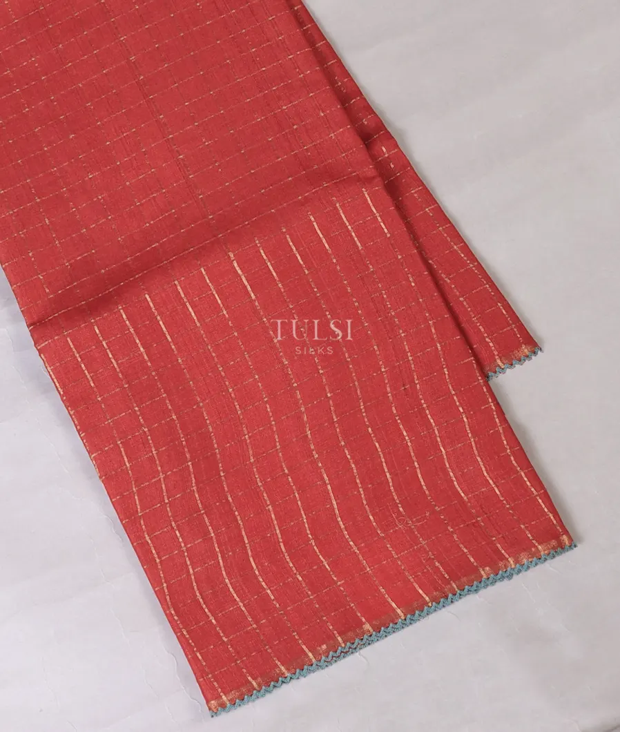 Red Tussar Printed Saree T712850-image