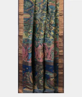 green-tussar-kalamkari-saree-t694783-t694783-b